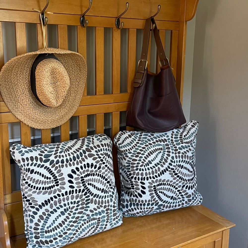 2  Feather Throw Couch Pillows 18” X 18” neutral chic decor